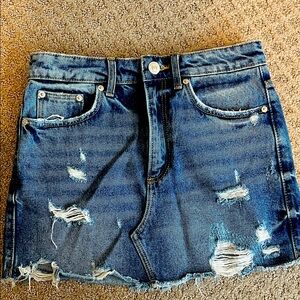 Zara Blue Distressed Mini Skirt